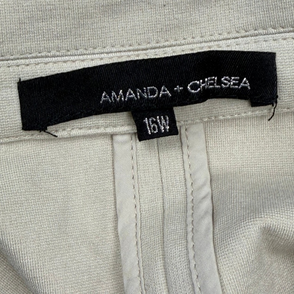 Amanda‎ + Chelsea Stone Beige Ruched Sleeve Blazer Jacket 16W NWT $180 - Picture 6 of 8